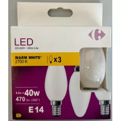 X3 LED WARM WHITE 40W E14