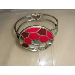 Bracelet rouge et argenté largeur 6 cm