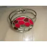 Bracelet rouge et argenté largeur 6 cm