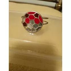 Bracelet rouge et argenté largeur 6 cm