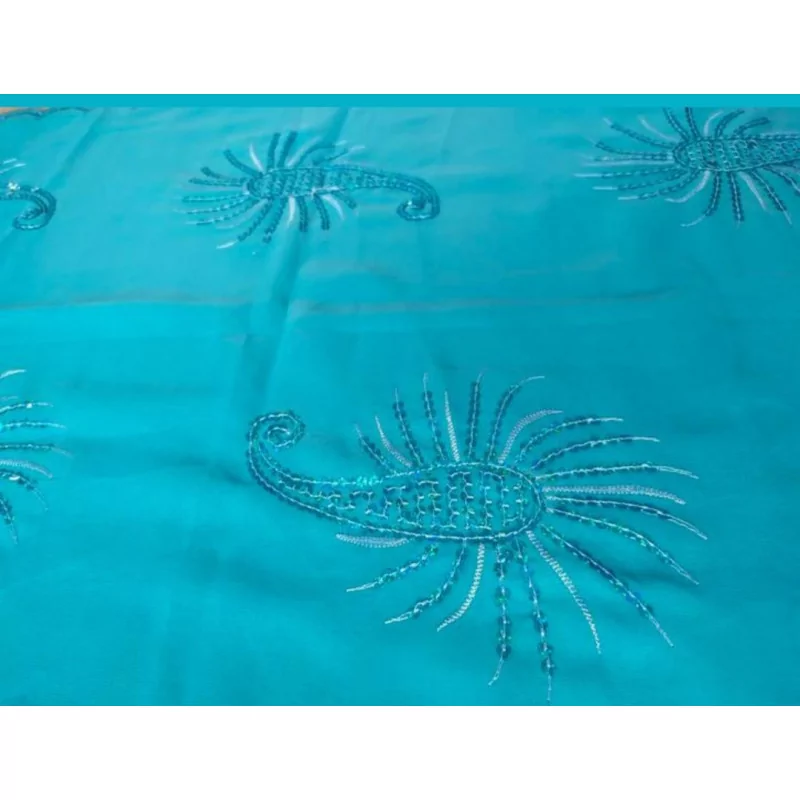 Paréo ou foulard turquoise avec strass 