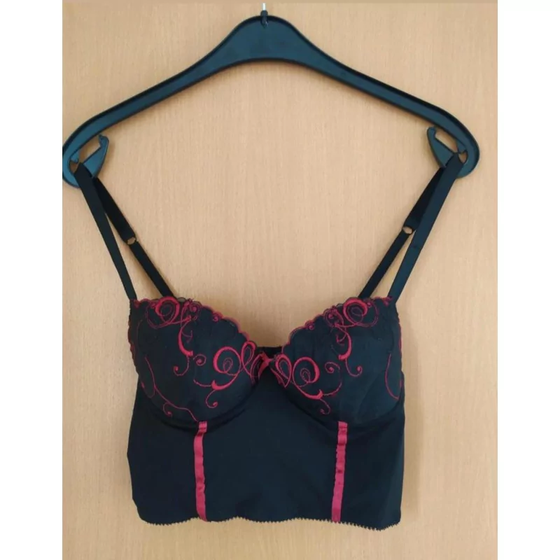 Soutien-gorge bustier noir et rouge taille 90B 