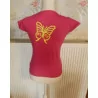 (20) -tee shirt femme t.S rose - jaune - reds 