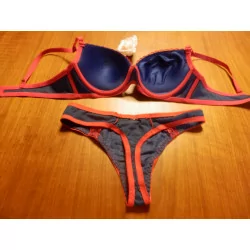 (64) - ensemble soutien femme t.90b bleu rouge