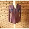 (132) - blouse femme t.38 bleue rouge - bonobo -