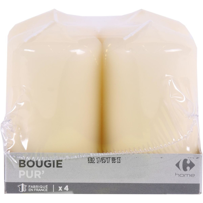 Carrefour Home Set De 4 Bougies Ø58Xh100 Mm - Ivoire