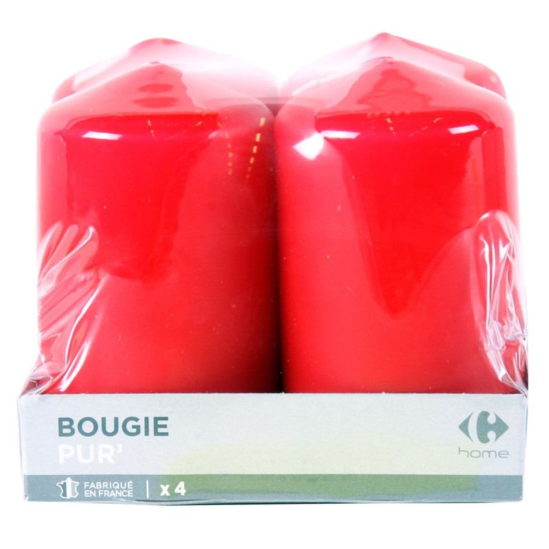 Carrefour Home Set De 4 Bougies Ø58Xh100 Mm - Rouge