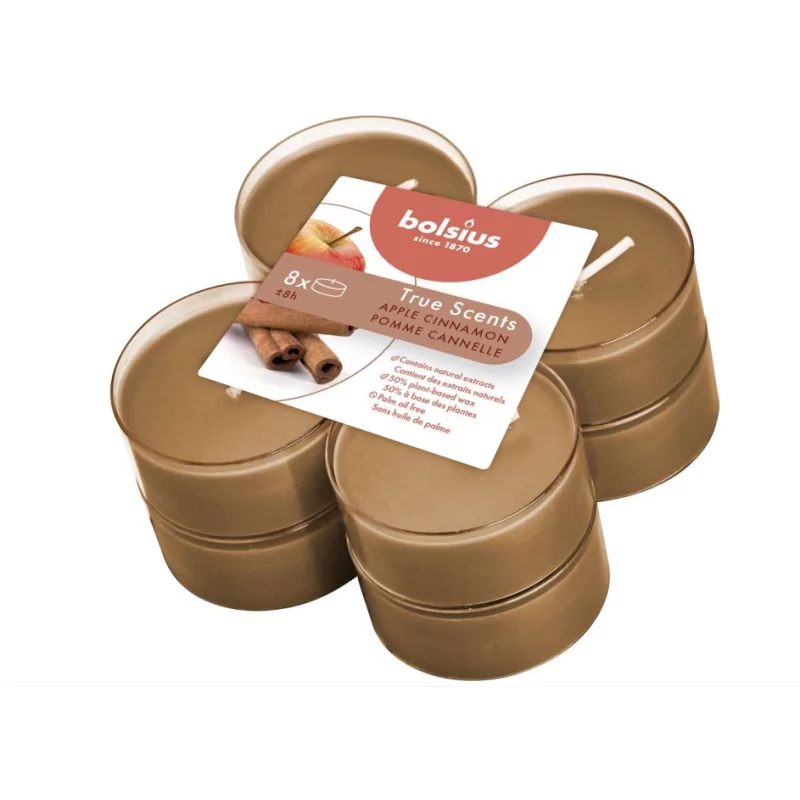 Bolsius Bougies Chauffe-Plat Maxi Parfumées Pack8 8Hours Apple Cinnamon