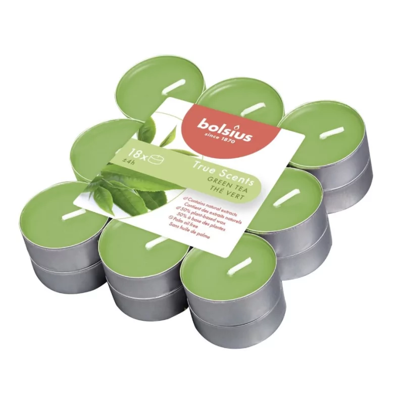 Bolsius Bougies Chauffe-Plat Parfumées Pack18 Green Tea