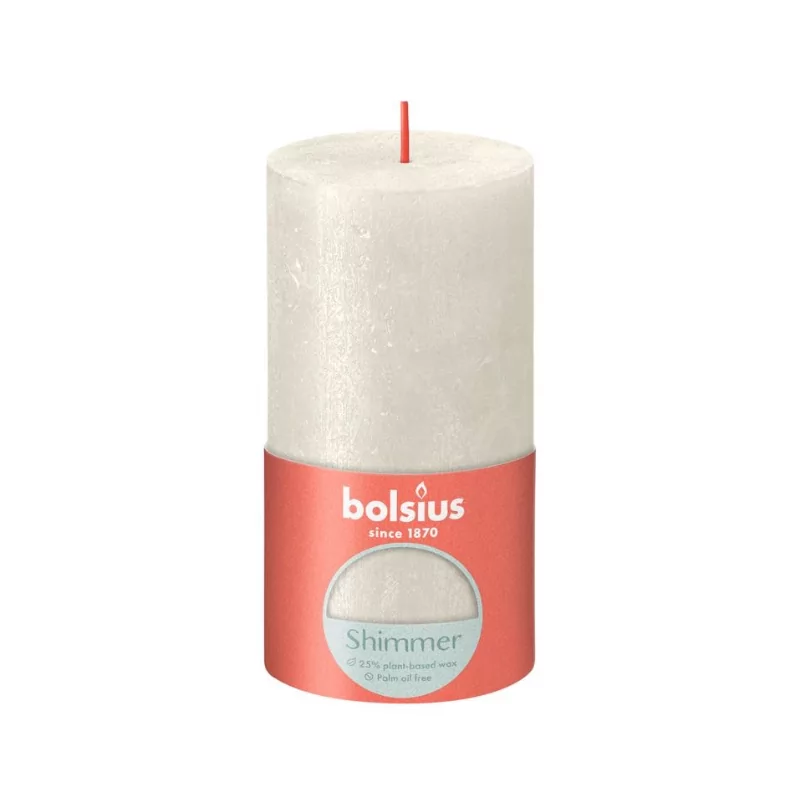 Bolsius Bougie Rustique 130/68 Shimmer Ivoire