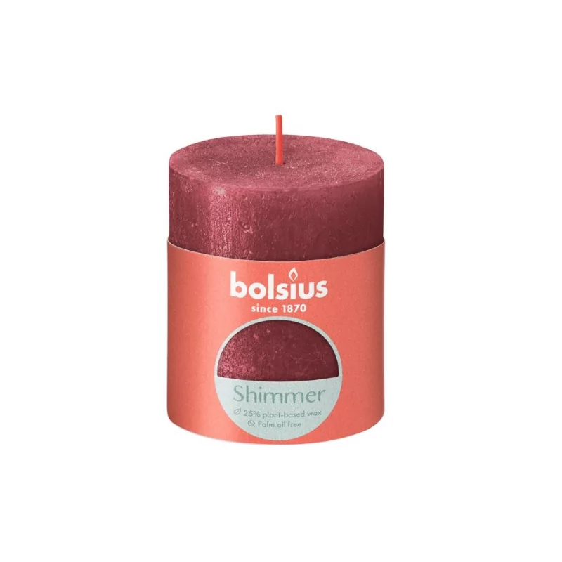 Bolsius Bougie Rustique 80/68 Shimmer Rouge