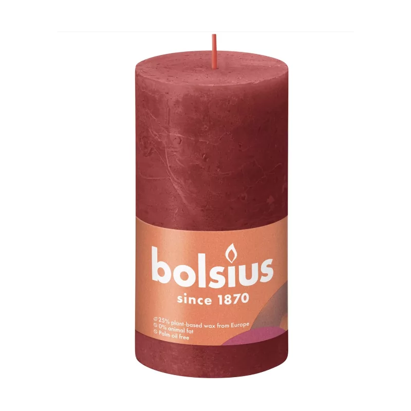 Bolsius Bougies Rustique 130/68 Delicate Red