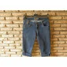 (9)- jeans pantacourt femme t.38 bleu - onado + tee shirt 