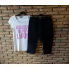 (20)- jeans court femme t.38 noir - x max + tee shirt