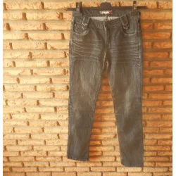 (6)- jeans femme t.38 gris - onado + top noir