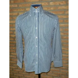 (39) chemise homme t.S lignée bleue et blanche -