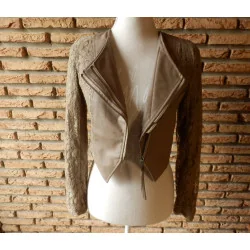 (51)- veste femme t.36 brun clair - style -