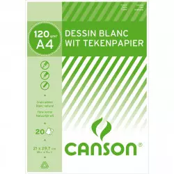 Canson Bloc Dessin A4 20 feuilles 120g/m² Blanc