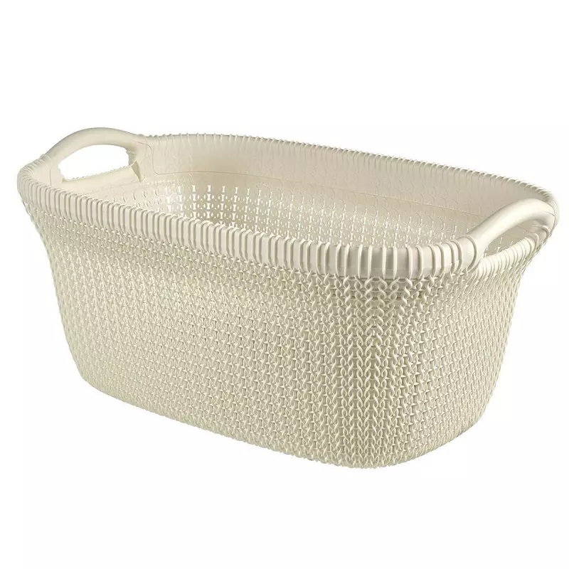 Panier à linge 40L KNIT 60x39x27 cm  - Blanc