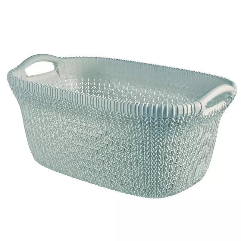 Panier à linge 40L KNIT 60x39x27 cm  - Bleu gris