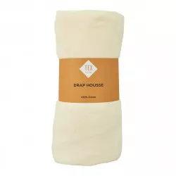 TEX HOME Drap housse 90x200 cm Jersey Ecru