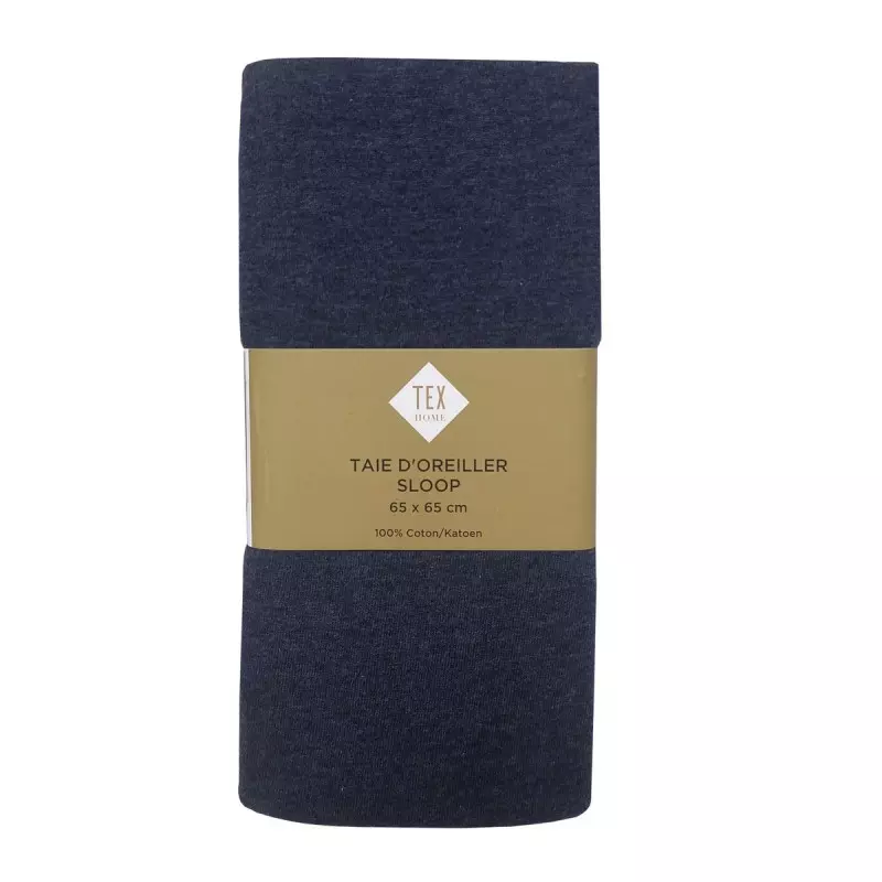 TEX HOME Taie 65x65 cm Jersey Chiné Bleu clair