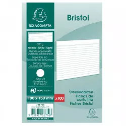 Exacompta 100 Fiches Bristol 100x150 mm ligné Blanc