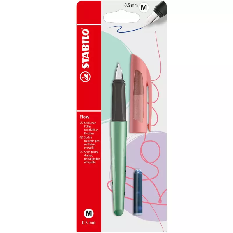 STABILO Flow COSMETIC Stylo-plume + 1 cartouche - Aléatoire