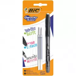 Bic Gel-ocity Illusion Stylo Gel Effaçable + 2 recharges Noir