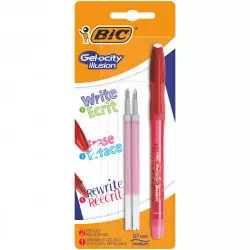 Bic Gel-ocity Illusion Stylo Gel Effaçable + 2 recharges Rouge