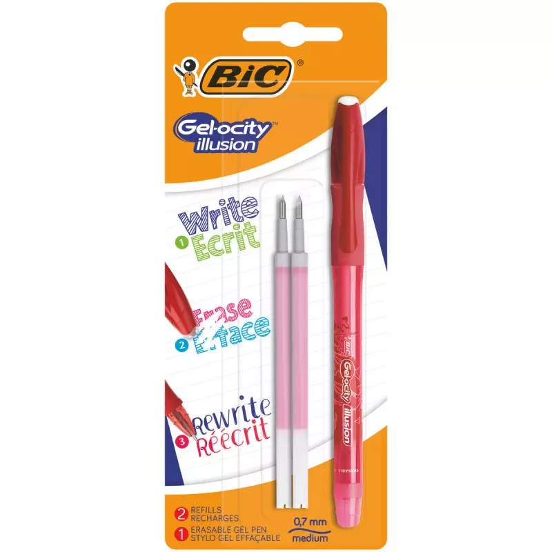 Bic Gel-ocity Illusion Stylo Gel Effaçable + 2 recharges Rouge