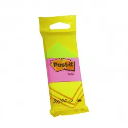 Post-It 3 Blocs-notes auto-adhésifs 38x51mm Fluo Vert, Jaune et Rose