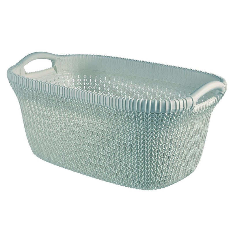 Panier à linge 40L KNIT 60x39x27 cm - Bleu gris