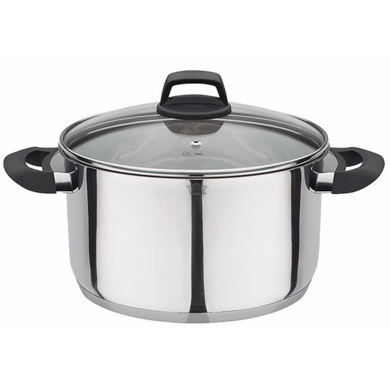 Marmite Ø 24cm inox + couvercle en verre