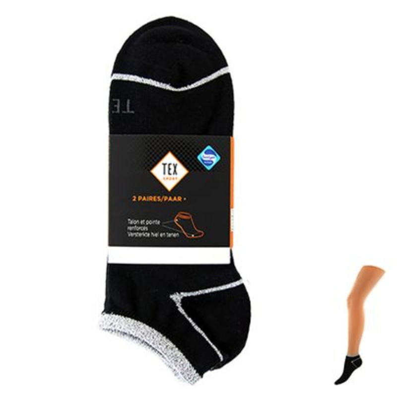 Set van 2 paar sport sokjes lurex 35/37 zwart