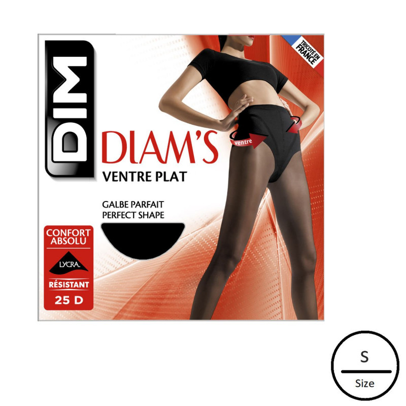 DIM 1 paire de panty DIAMS ventre plat S Noir