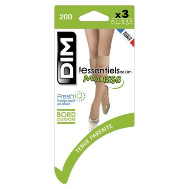 DIM Lot de 3 paires de mi-bas Mousse taille unique daim