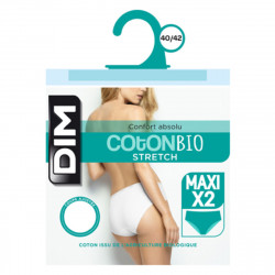 Dim Lot de 2 slips maxi coton mybio taille 40-42 blanc