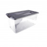 Carrefour Boîte de rangement plastique 90 L - Gris