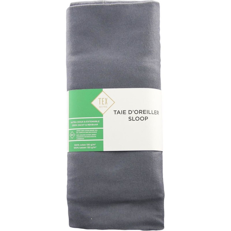 TEX HOME Taie d'oreiller 63x63 cm durable jersey Anthracite