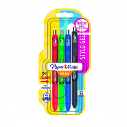 3 + 1 Stylos billes ambidextre (1957047) - Vert / Rouge / Bleu / Noir