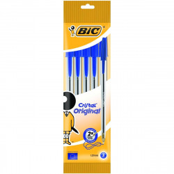 BIC 5 Stylos à bille Cristal 1,0 mm - Bleu