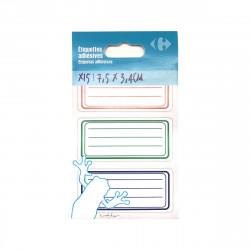 Carrefour Étiquettes adhésives 3 coloris 34x75mm 15 pièces
