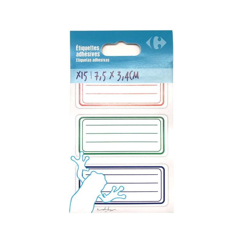 Carrefour Étiquettes adhésives 3 coloris 34x75mm 15 pièces