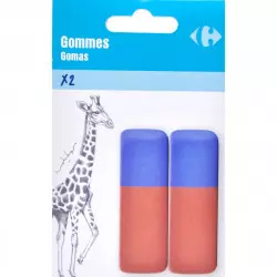 Carrefour 2 Gommes Rouge/Bleu