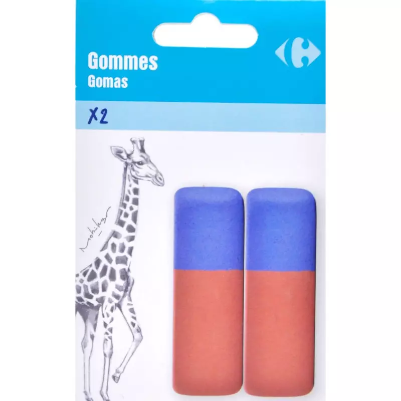 Carrefour 2 Gommes Rouge/Bleu