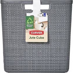 corbeille jute cube gris fonce