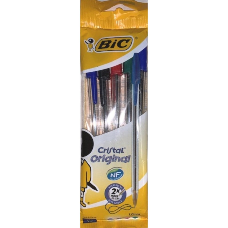 pouch x 5 bic cristal assortis