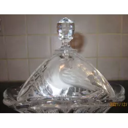 Ancienne Bonbonnière / Sucrier triangulaire en verre