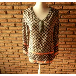 blouse femme t.38 noire orange - Noemie&co -